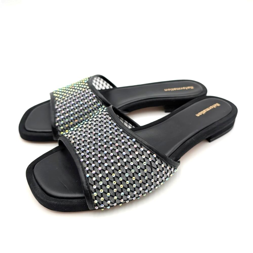 Reformation Scout Mesh Slip-On Slide Sandals Women's Black Size US7 EU37